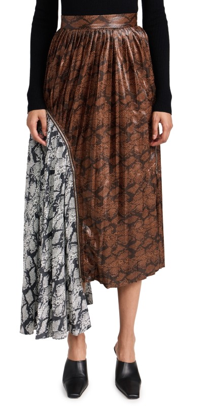 ROKH Zip Detailed Asymmetric Pleated Skirt Multi Phyton