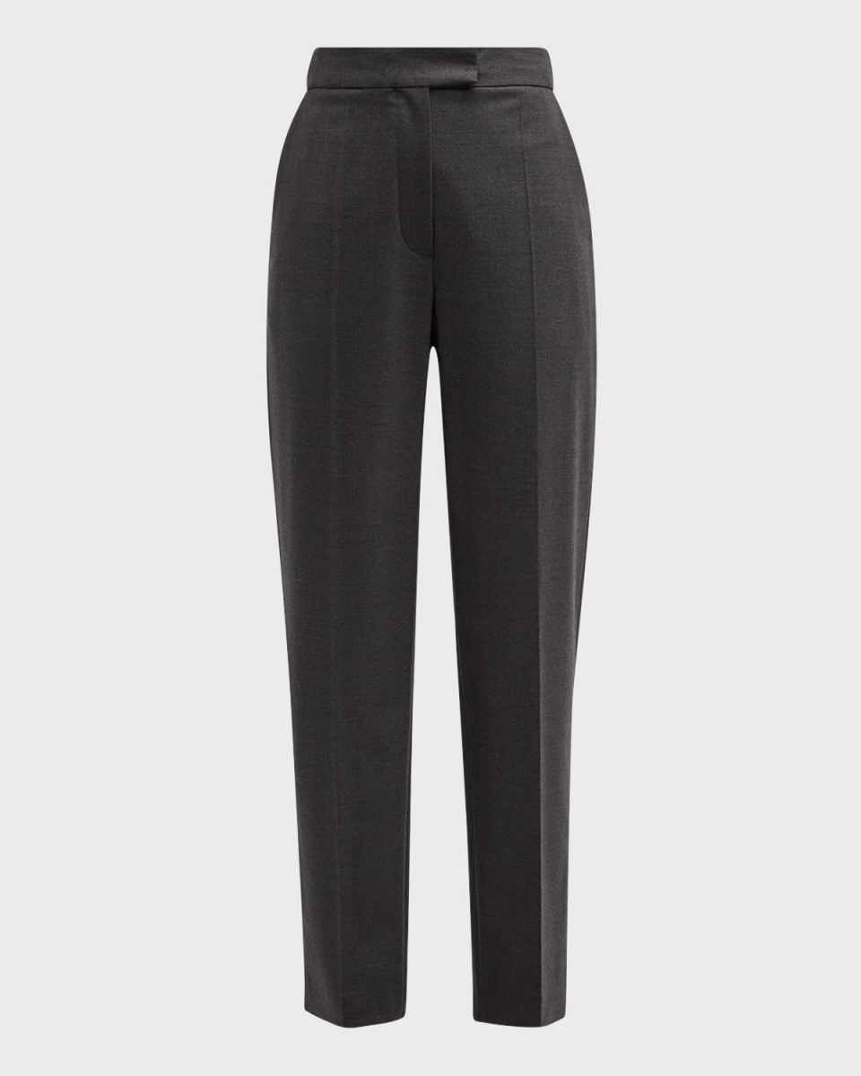 Wool Straight-Leg Trousers with Monili Details