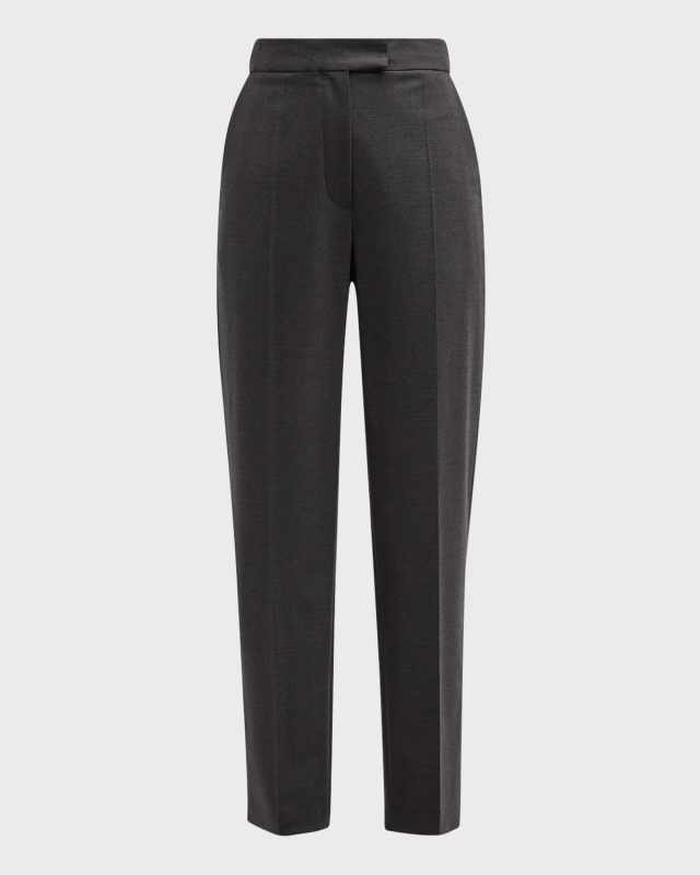 Wool Straight-Leg Trousers with Monili Details