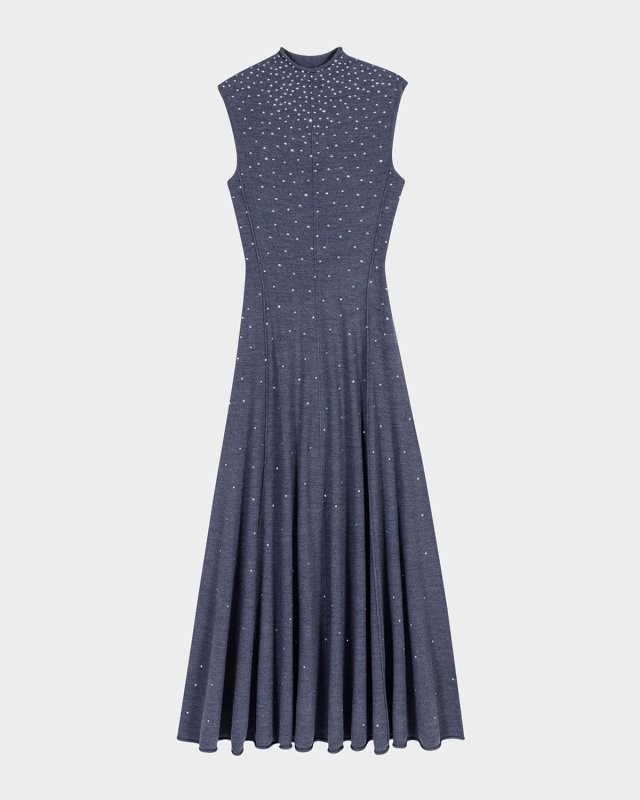 Ristrassy Embellished Knit Midi Dress