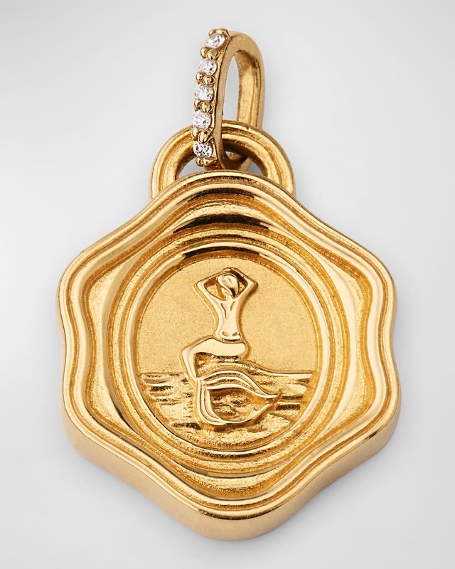 18K Yellow Gold Mermaid Pendant with GH-SI Diamonds.