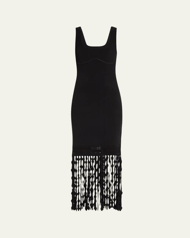 Signa Lattice Fringe Midi Tank Dress