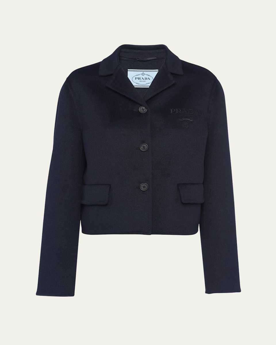 Logo Embroidered Wool Cashgora Jacket