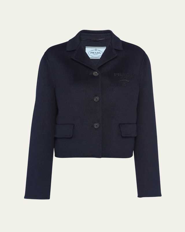 Logo Embroidered Wool Cashgora Jacket