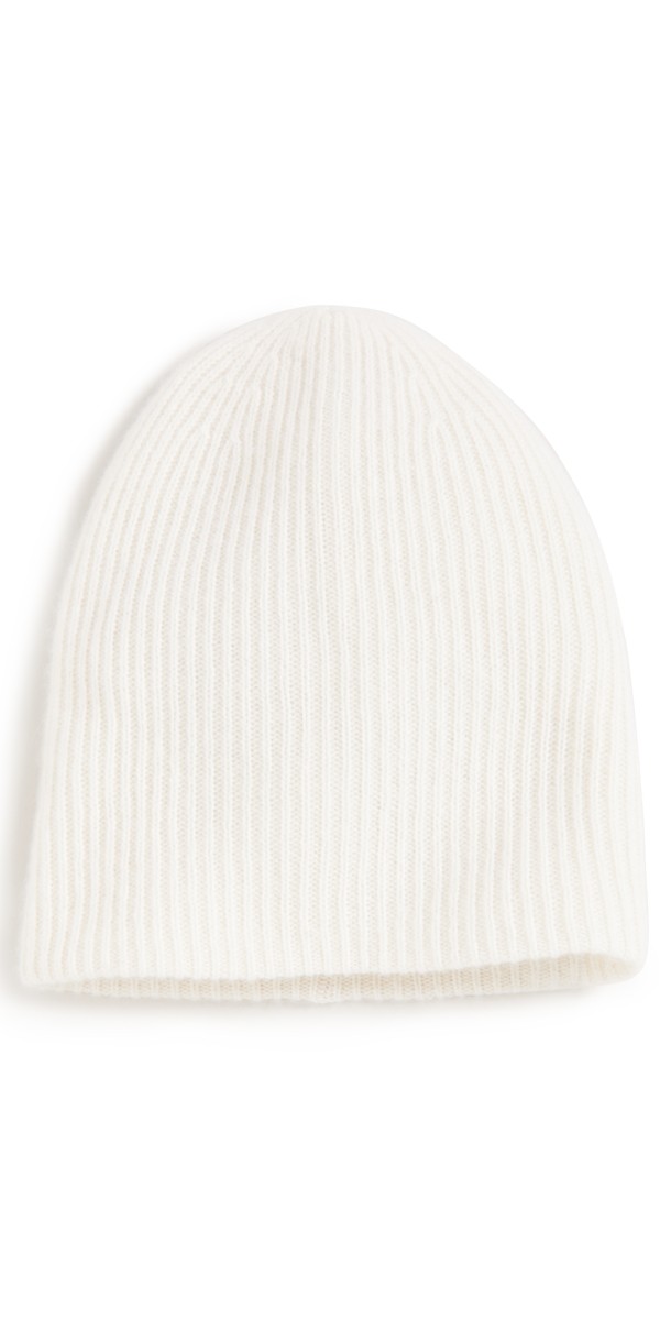 White + Warren Cashmere Plush Rib Beanie Soft Whit