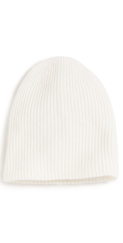 White + Warren Cashmere Plush Rib Beanie Soft Whit