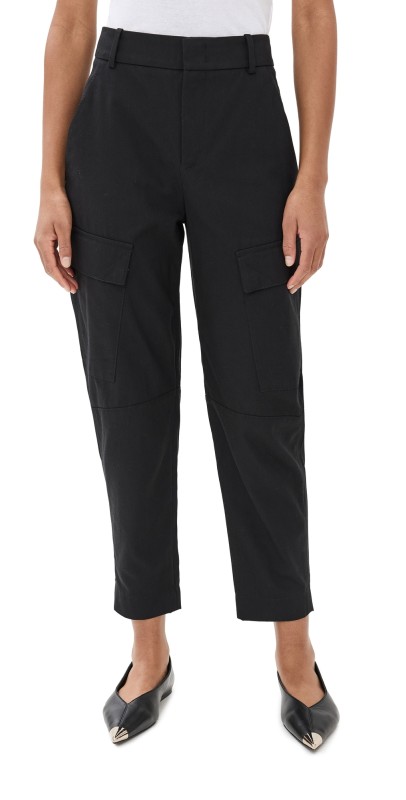 Another Tomorrow Curved Cargo Pants Black