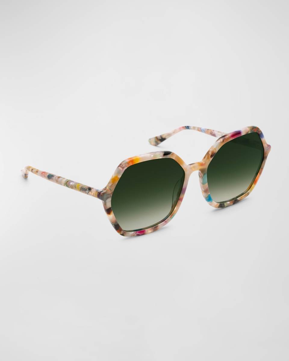 Jackie Acetate Geometric Round Sunglasses