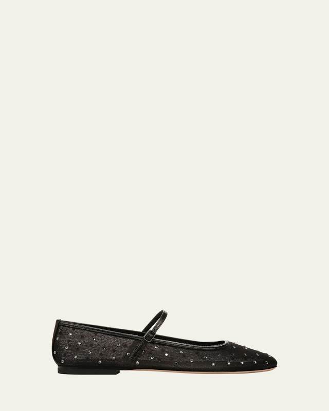Ellie Crystal Mesh Mary Jane Ballerina Flats