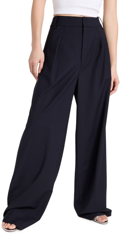 Tibi Tropical Wool Stella Pants Navy