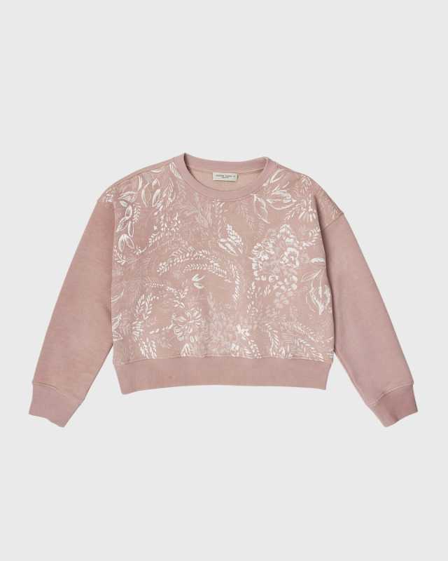 Girl's Journey Toile Dejouy-Print Cropped Sweatshirt, Size 4-10