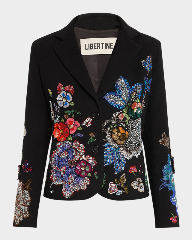 Luxe Bouquet Single-Breasted Short Jacket