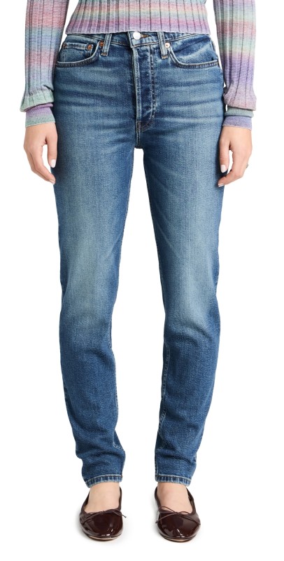 RE/DONE High Rise Skinny Jeans Azzurro