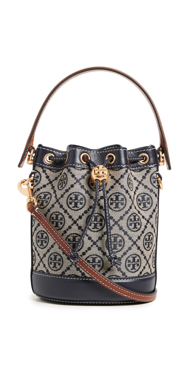 Tory Burch Mini T Monogram Jacquard Bucket Bag Tory Navy