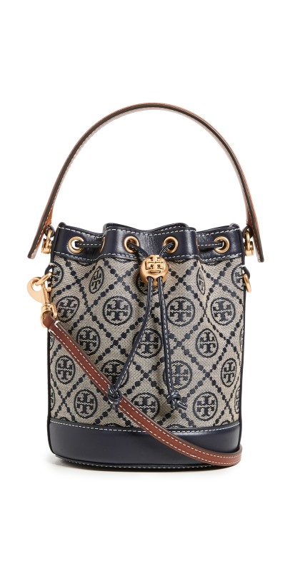Tory Burch Mini T Monogram Jacquard Bucket Bag Tory Navy