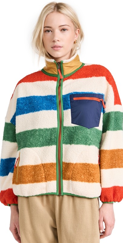 THE GREAT Outdoors The Plush Colorblock Terrain Full Zip Cross Country Stripe