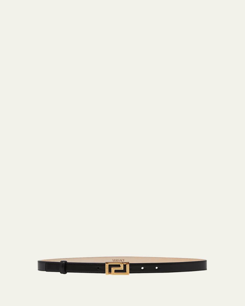 Greca Goddess Skinny Leather Belt