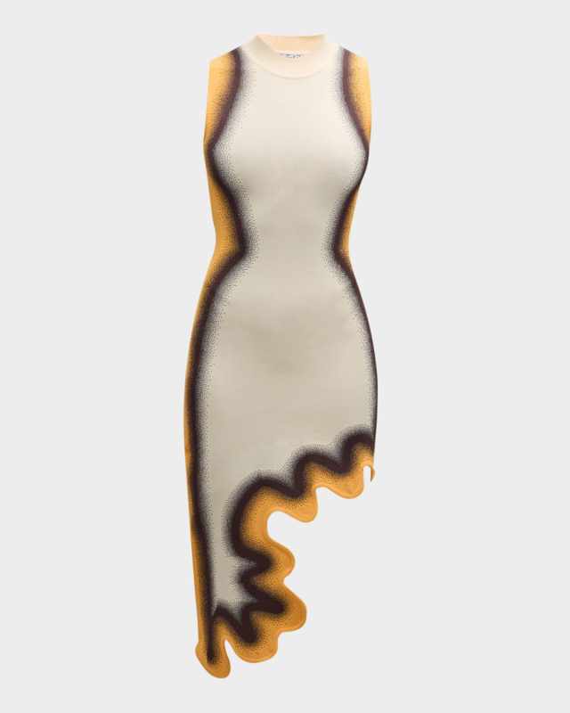 Brooklyn Wavy Asymmetric Sleeveless Midi Dress