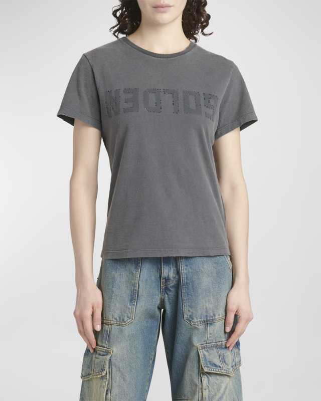Distressed Crewneck Logo T-Shirt