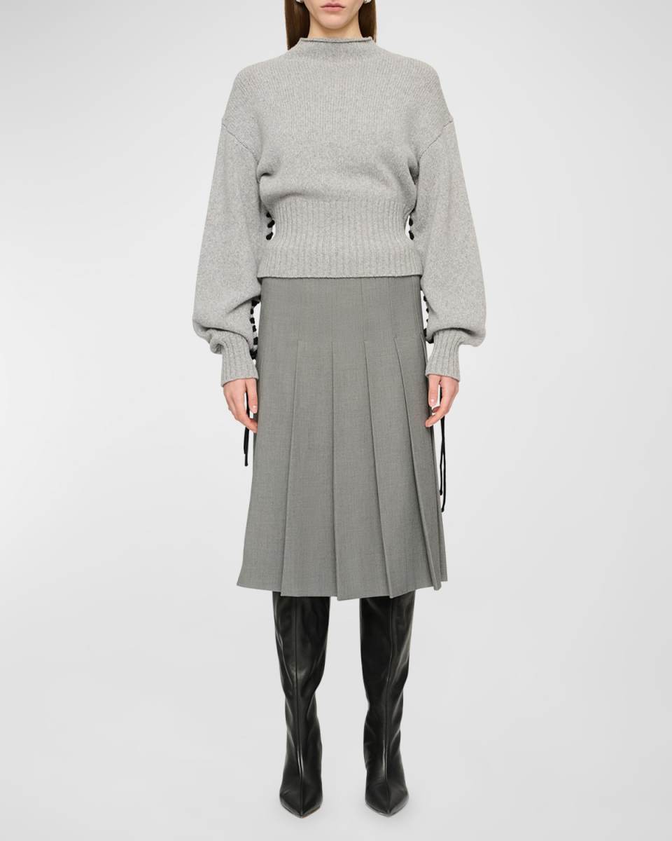 Archie Tie Cropped Wool Sweater
