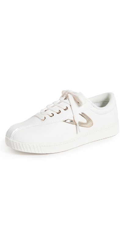 Tretorn Nylite Plus Leather Sneakers White/Light Gold