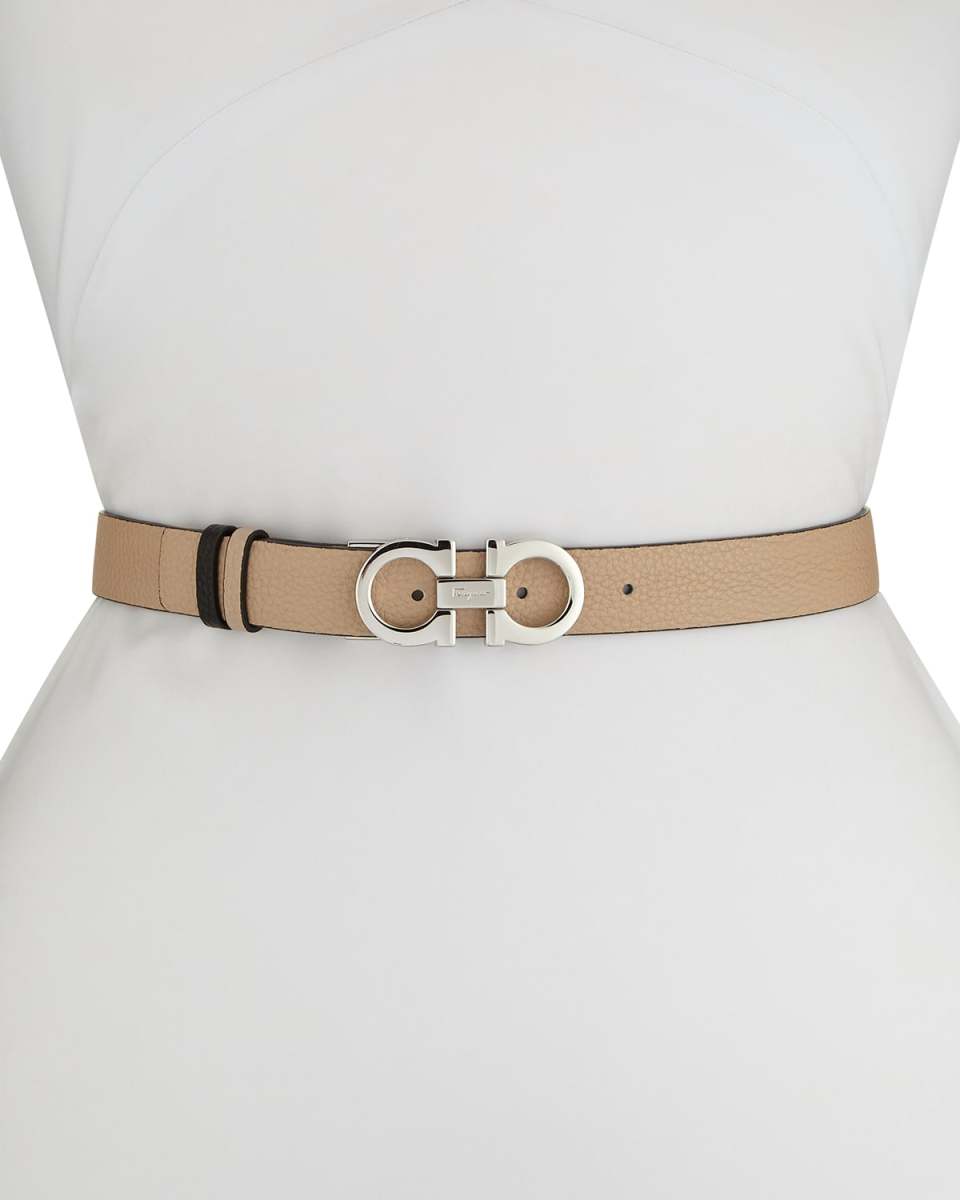Gancini-Buckle Reversible Leather Belt