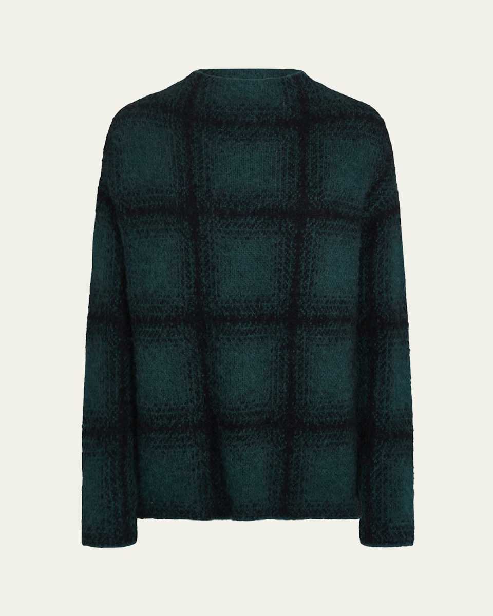Shadow Plaid Funnel Neck Sweater