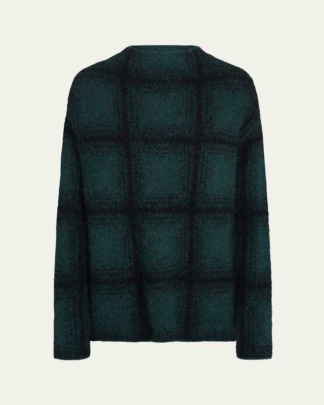 Shadow Plaid Funnel Neck Sweater
