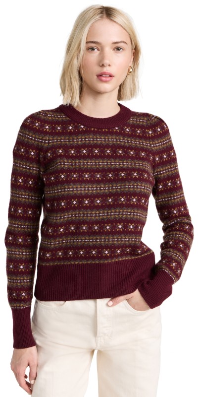 Faherty Highland Fair Isle Sweater Maroon Multi