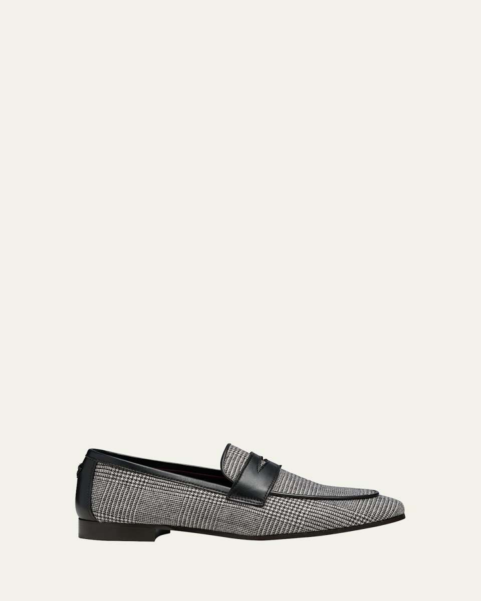 Houndstooth Leather Penny Loafers