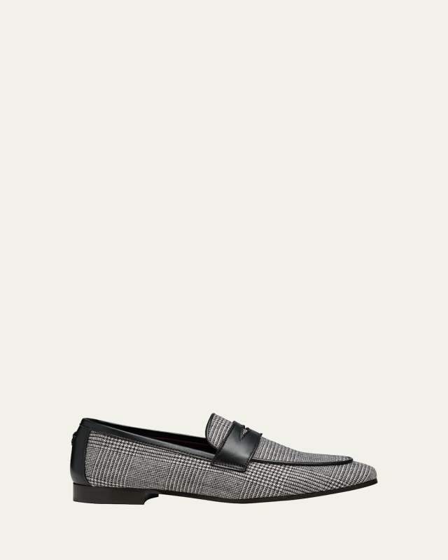 Houndstooth Leather Penny Loafers
