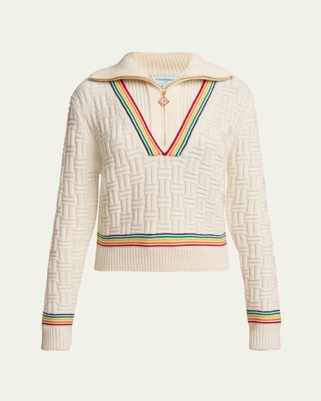 Stripe Column Stitch Wool Sweater