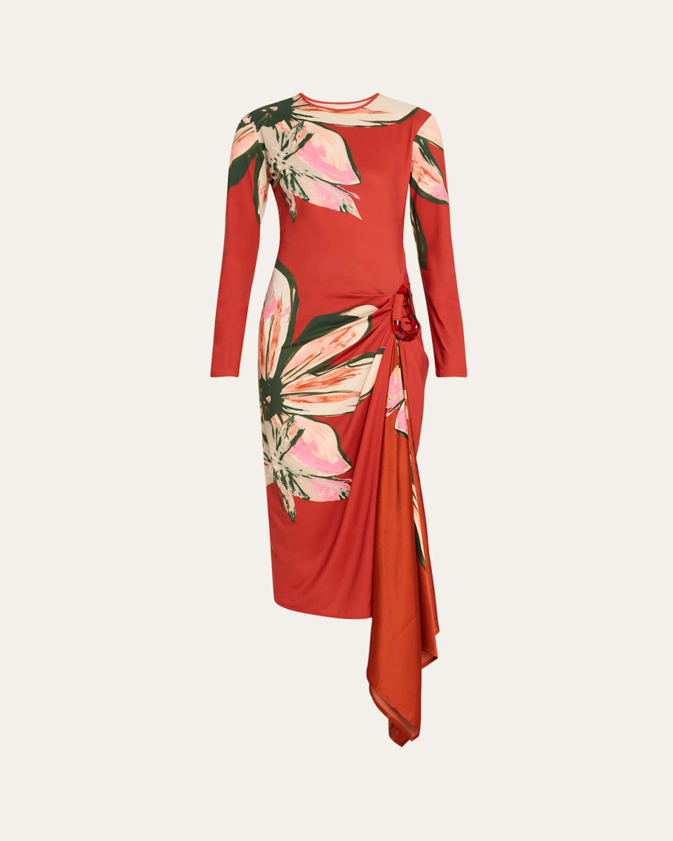 Ananya Floral Draped Midi Dress
