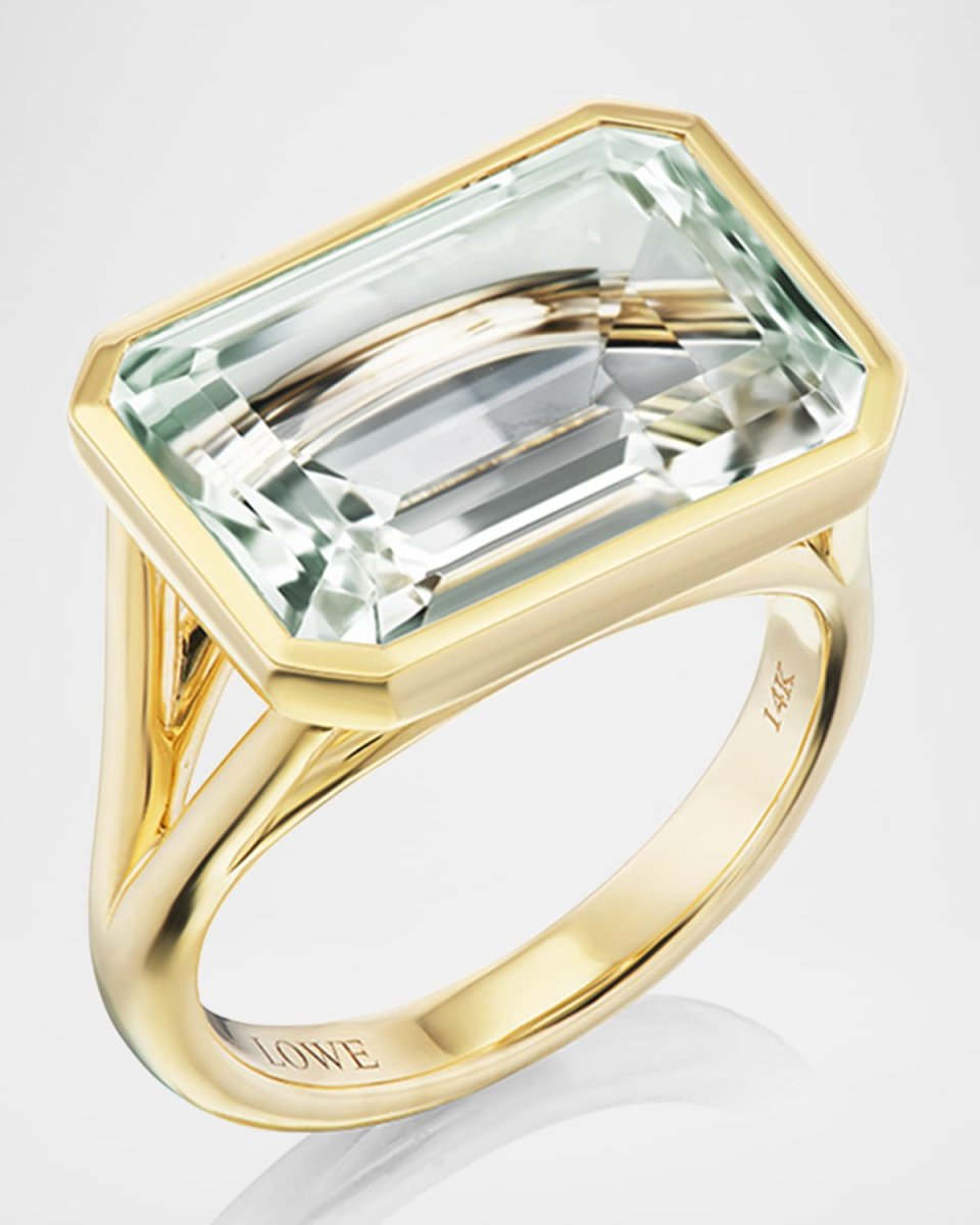 The Joni 14K Gold Emerald-Cut Prasiolite Ring