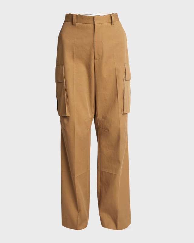 Relaxed Wide-Leg Cargo Trousers