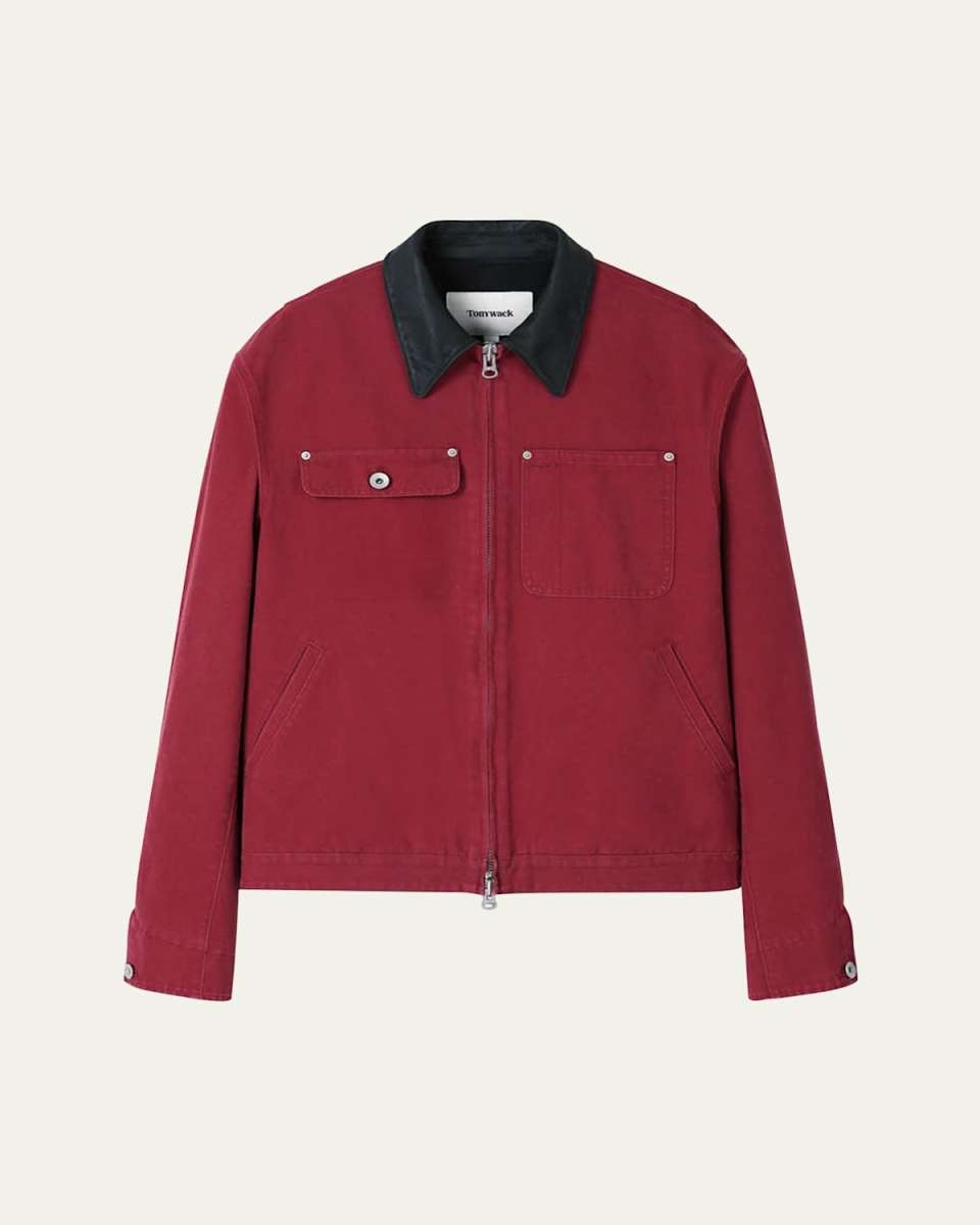 Work Jacket with Leather Collar