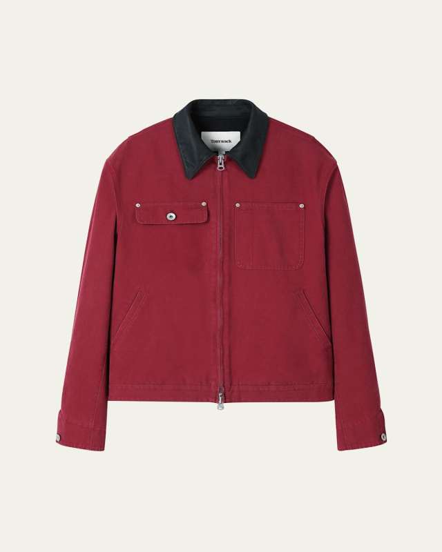 Work Jacket with Leather Collar