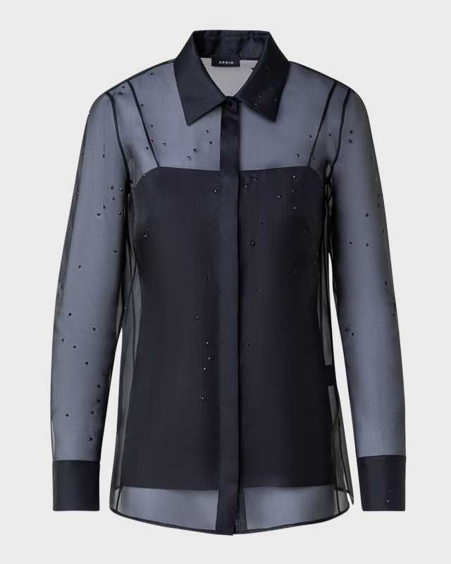Silk Organza Tunic Blouse with Swarovski Stars Embellishment