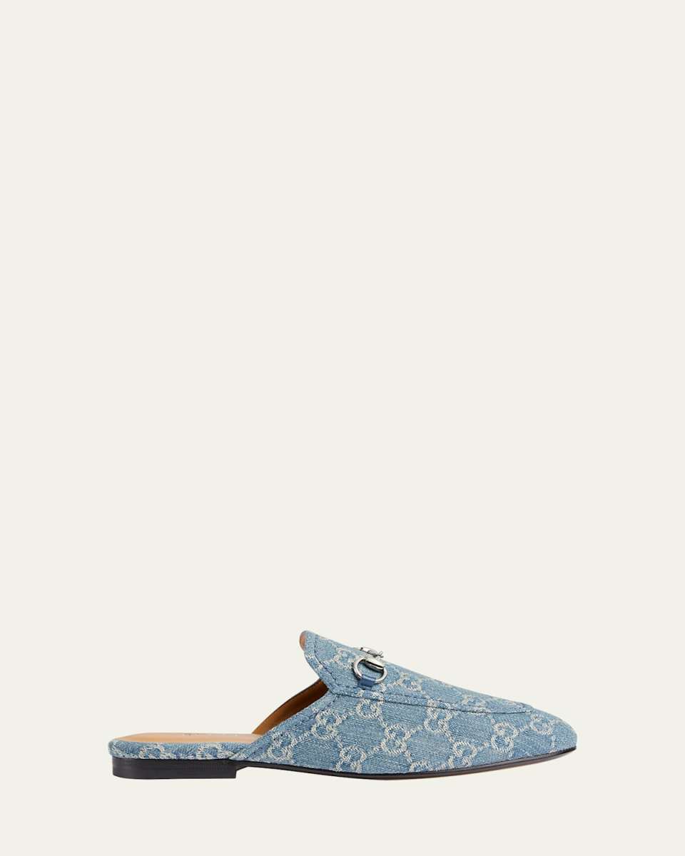 Princetown GG Denim Loafer Mules