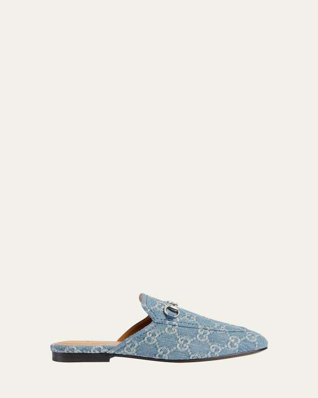Princetown GG Denim Loafer Mules
