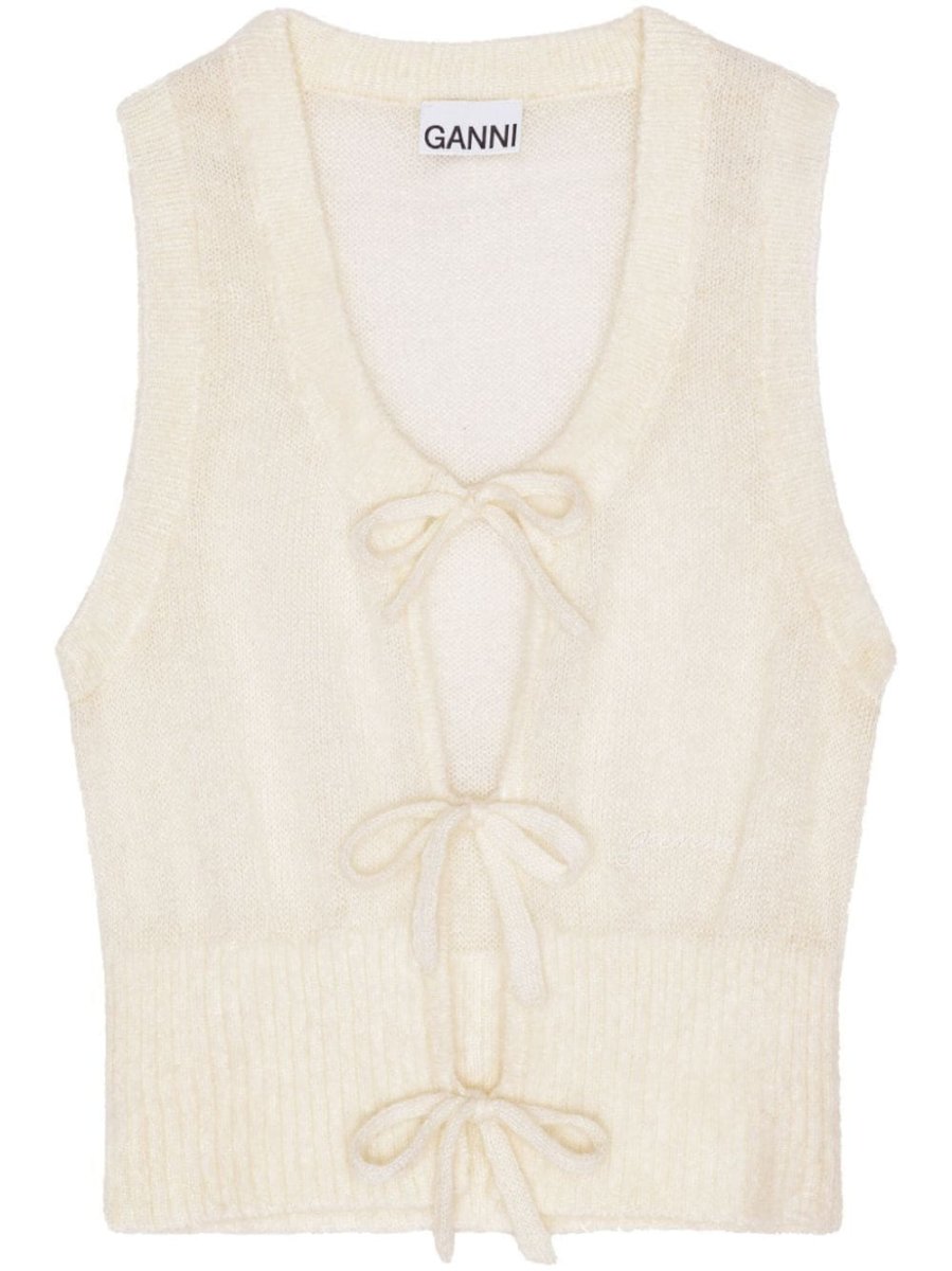 knitted tie string vest