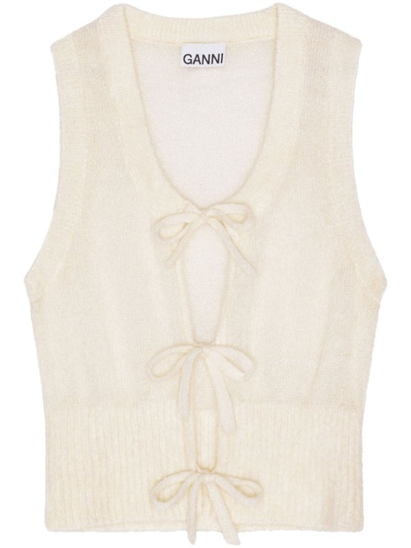 knitted tie string vest