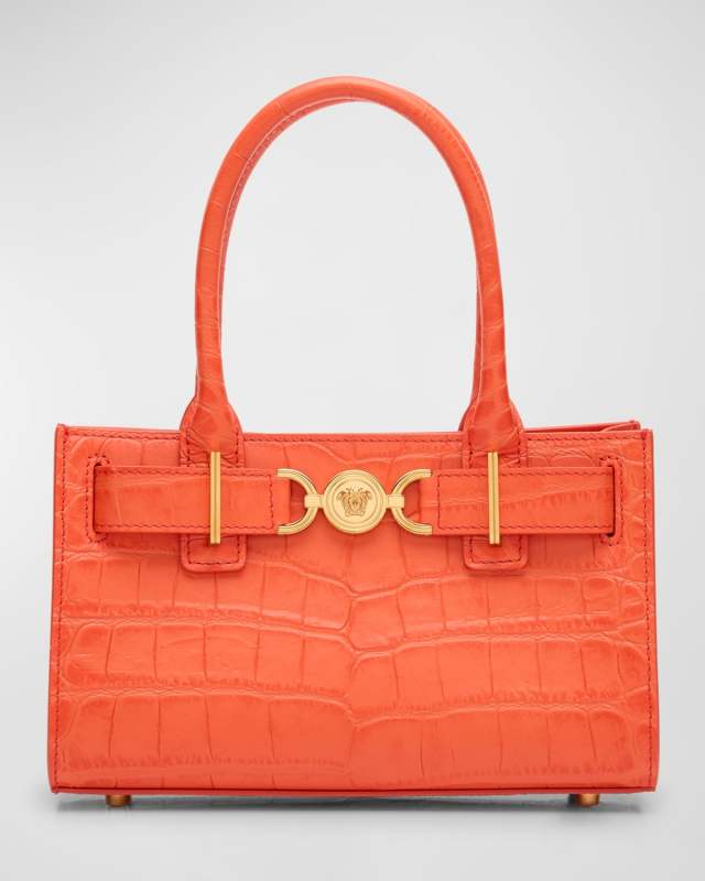 Medusa 95 Small Croc-Embossed Top-Handle Bag