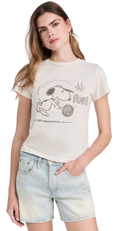 RE/DONE 70'S Snoopy Tennis Loose Tee Vintage White