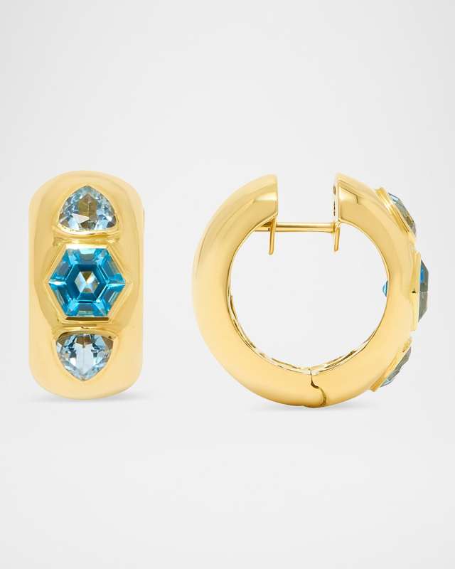 18K Yellow Gold The Deal Breaker Honeycomb Gemstone Hoop Earrings