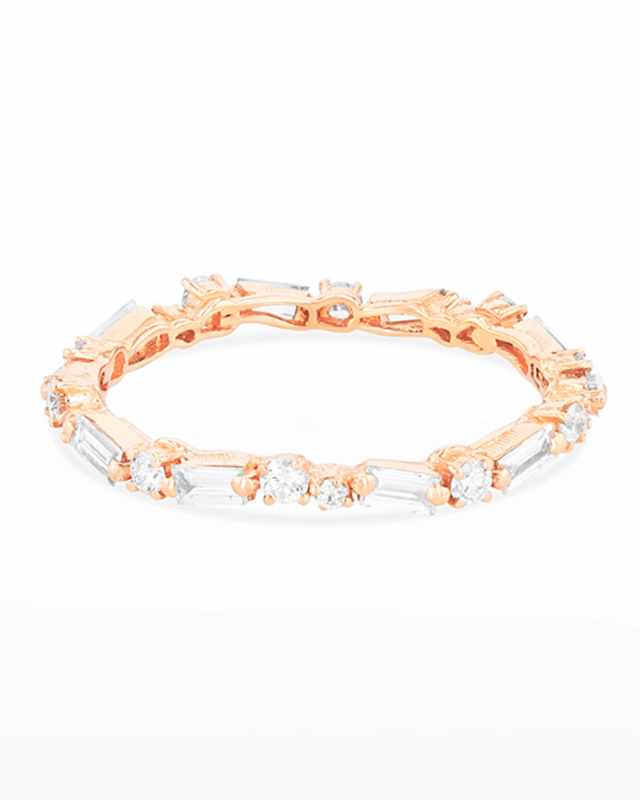 18k White Diamond Thin Mix Eternity Ring