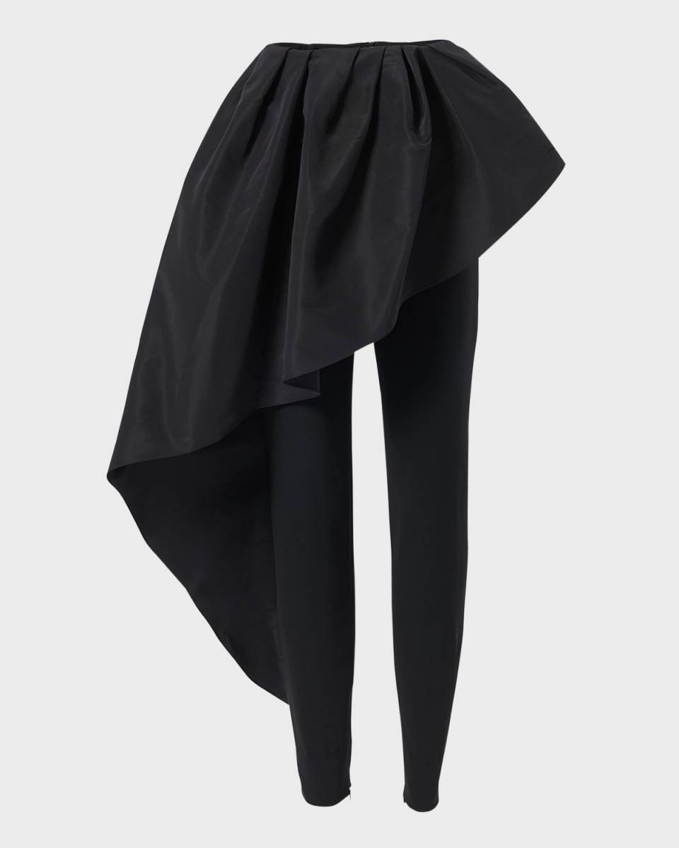 Asymmetric Ruffle Skinny-Leg Ankle Pants