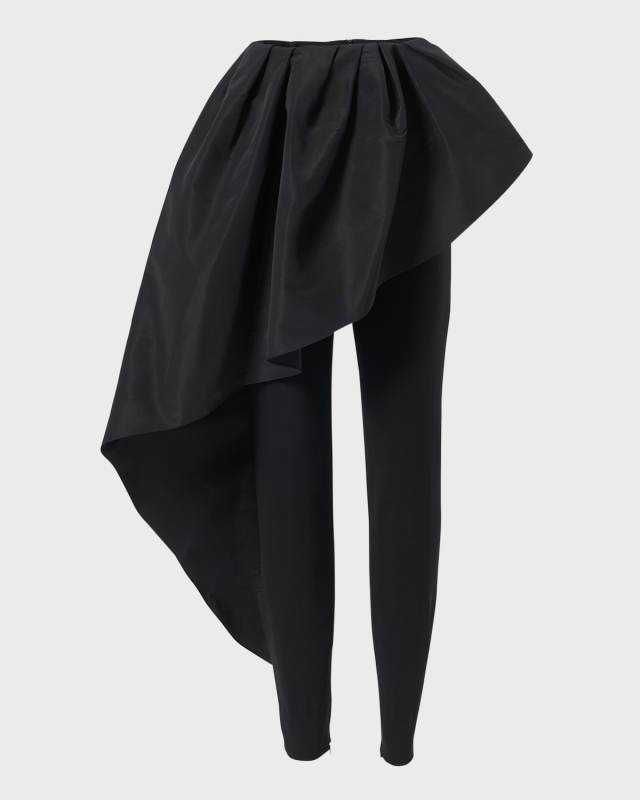 Asymmetric Ruffle Skinny-Leg Ankle Pants