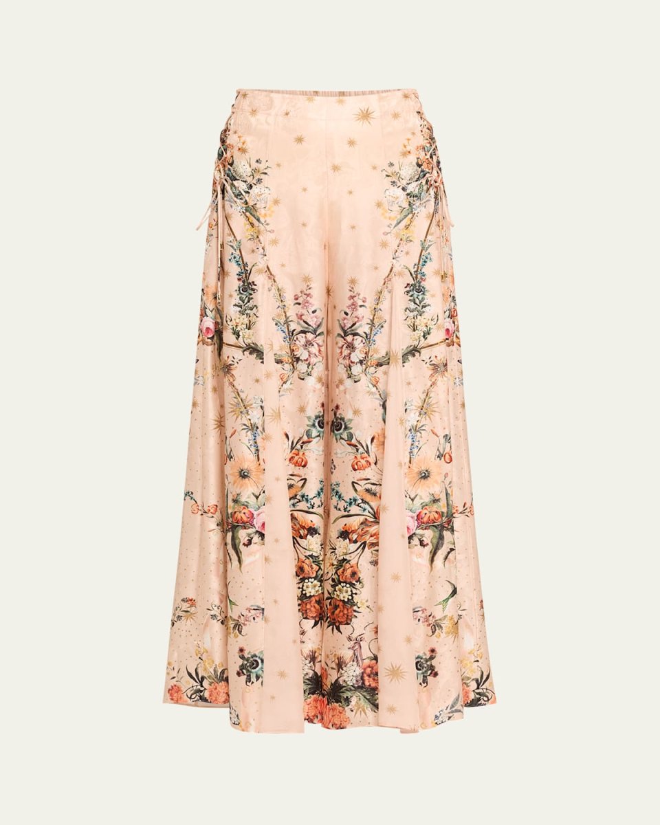 Floral Flare Lace-Up Side Pants