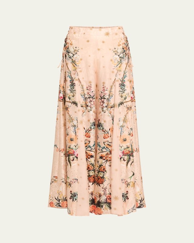 Floral Flare Lace-Up Side Pants